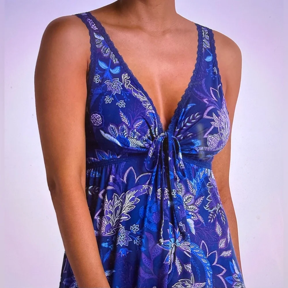 NWT Miss Elaine Sleeveless Printed Long Nightie - Picture 3 of 8